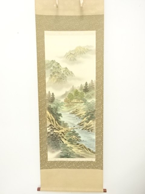 JAPANESE COLLECTIBLE / HANGING SCROLL BY KOJIN / COLORED LANDSCAPES / 
